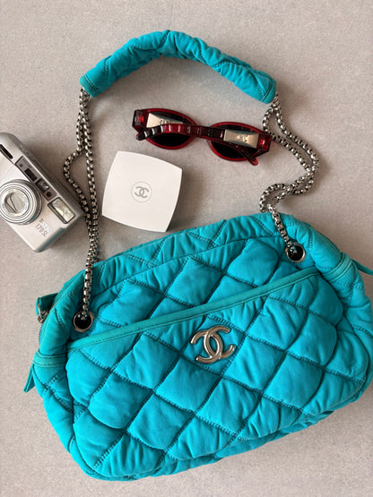 Chanel Turquoise Quilted Bubble Chain Bag