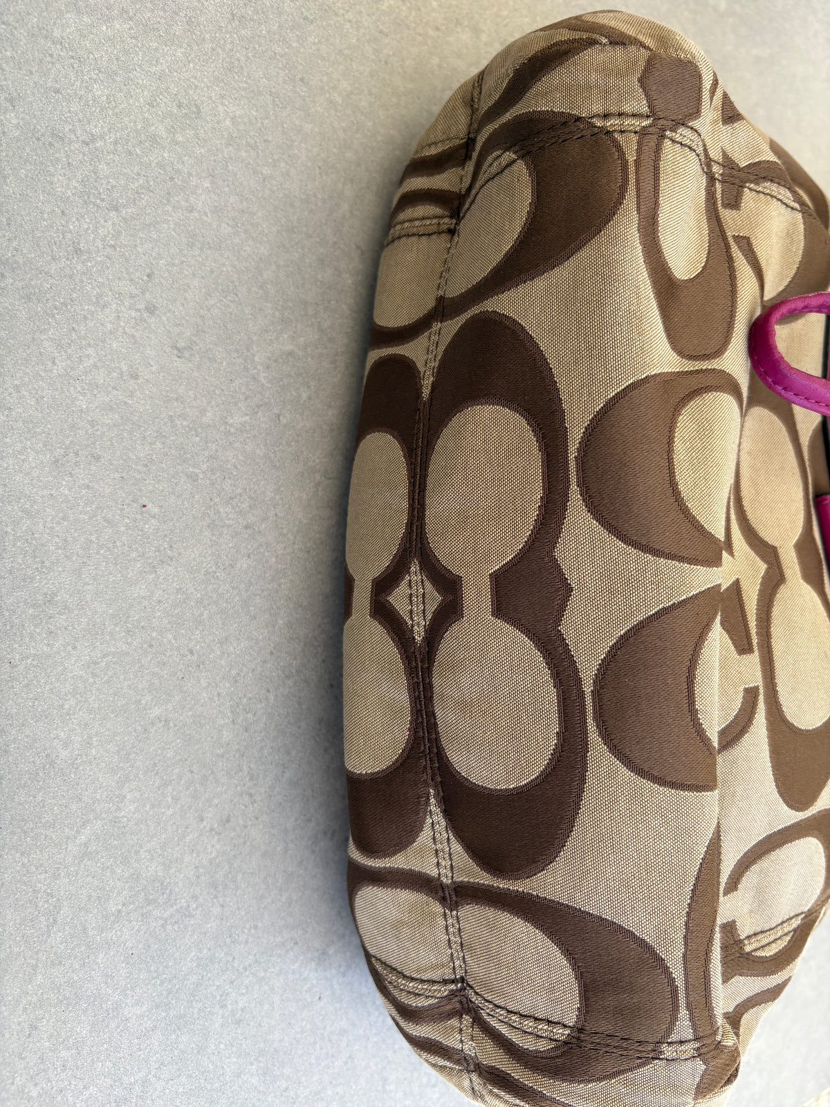 Coach Beige and Pink Monogram Two-way Shoulder Bag