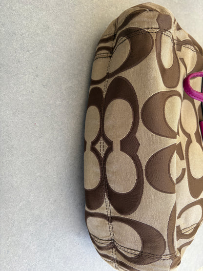 Coach Beige and Pink Monogram Two-way Shoulder Bag