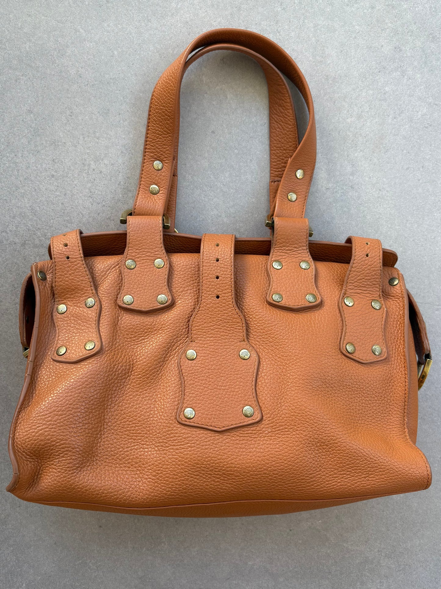 Mulberry Roxanne Tan Grained Leather Satchel Bag