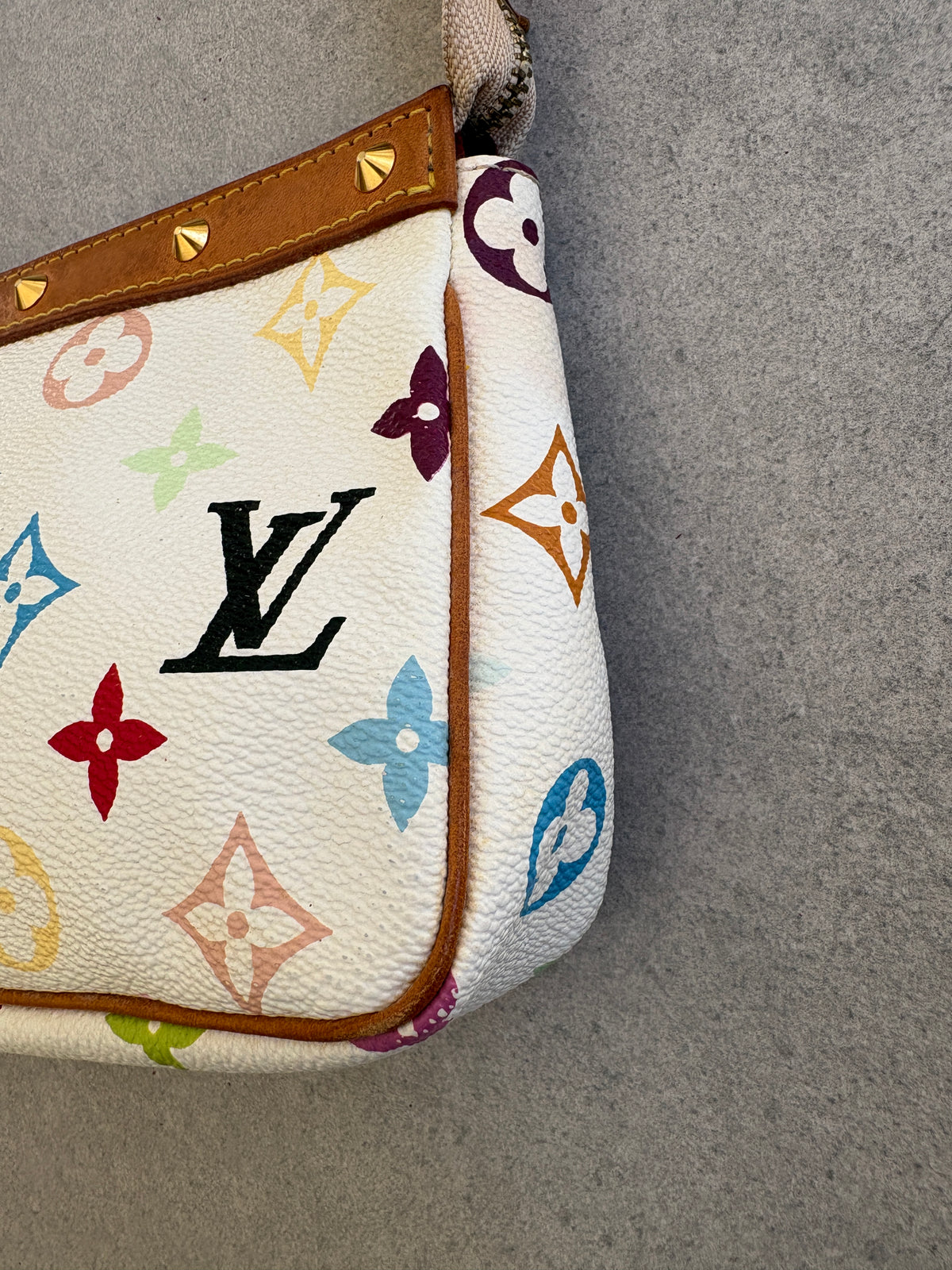 Louis Vuitton x Takashi Murakami White Multicolour Pochette Accessoires 2000s