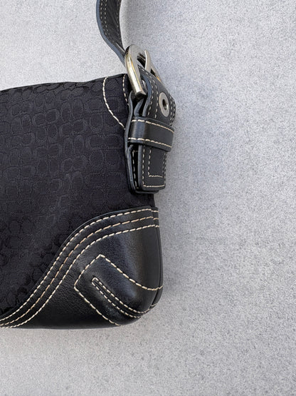 Coach Soho Black Signature Monogram Shoulder Bag