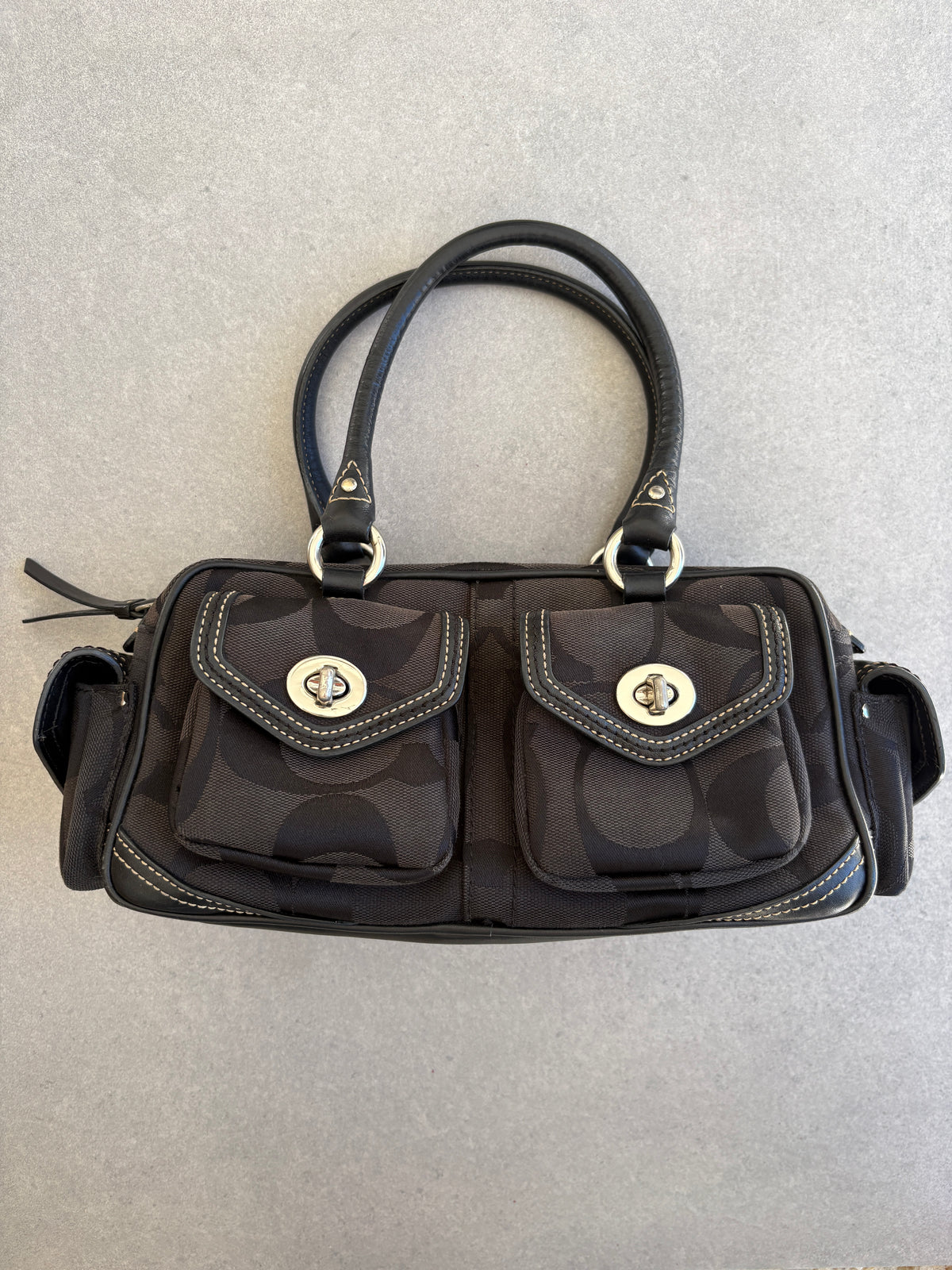 Coach Black Boston Monogram Bag