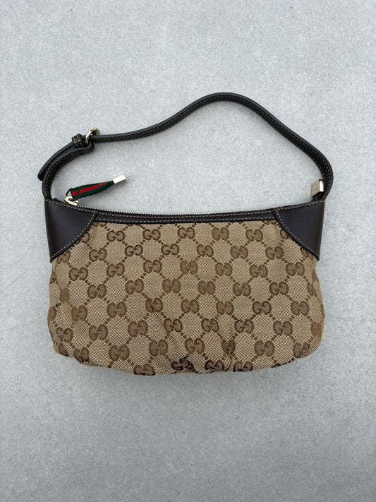 Gucci GG Canvas Pochette with Black Trim