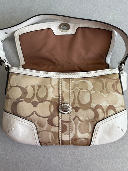 Coach Brown and Cream Optic Turnkey Shoulder Bag