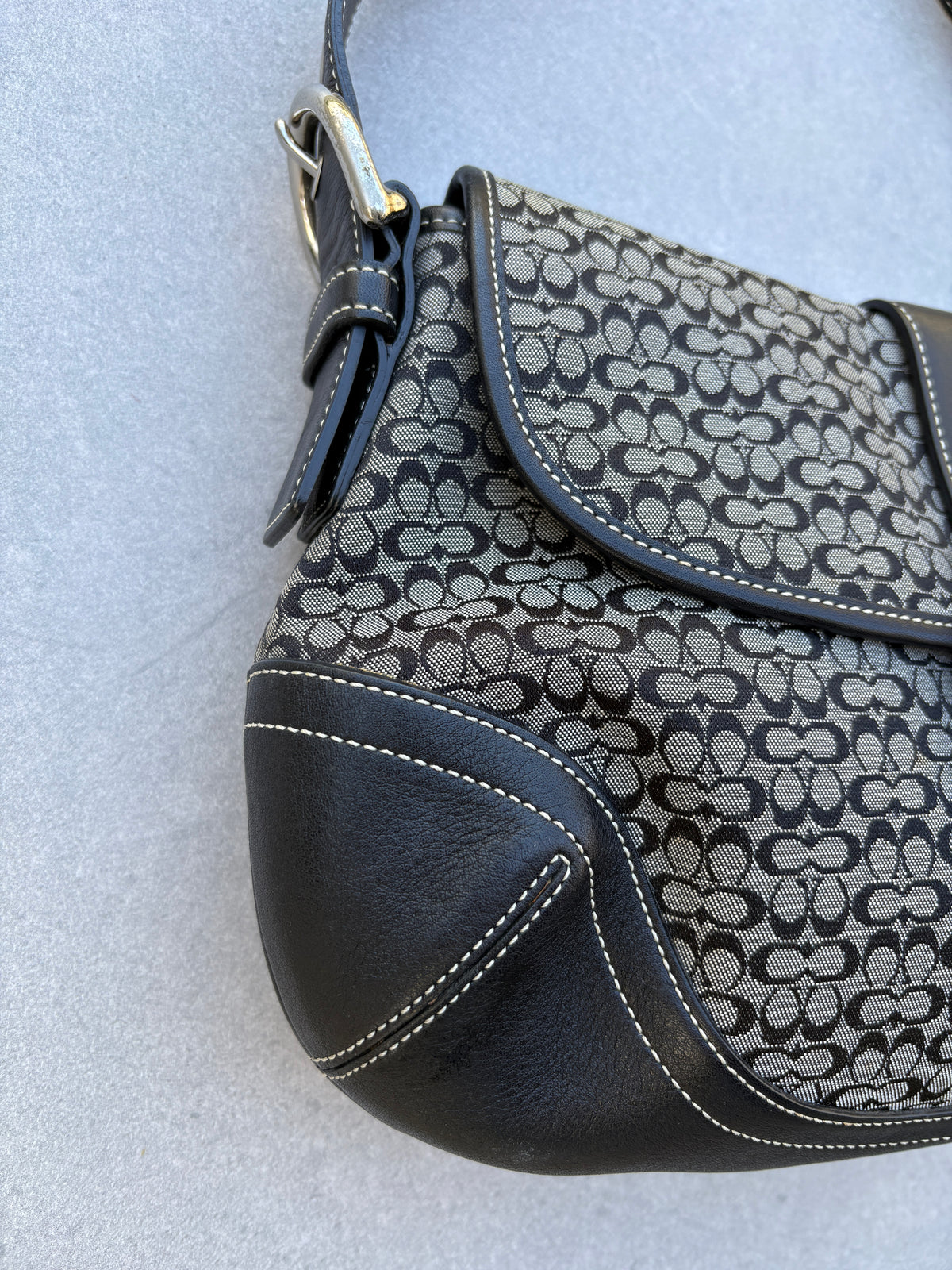 Coach Soho Black Monogram Shoulder Bag