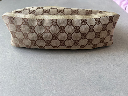 Gucci Abbey Canvas Pochette with White Trim and D-Ring