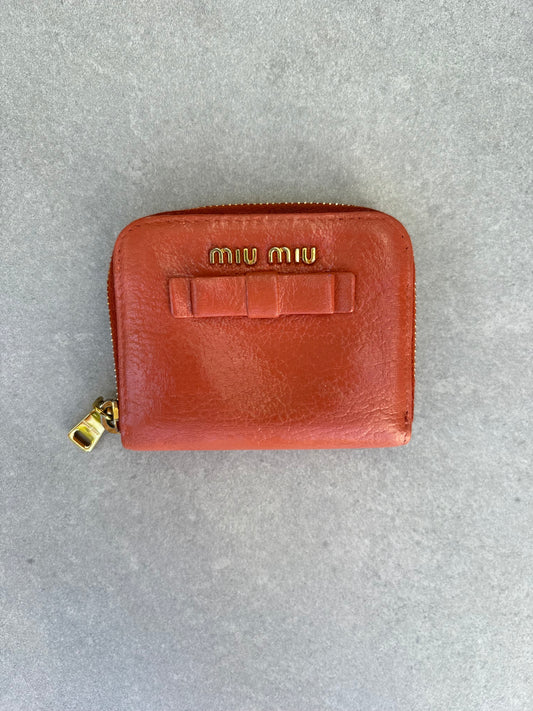 Miu Miu Orange Zipper Wallet