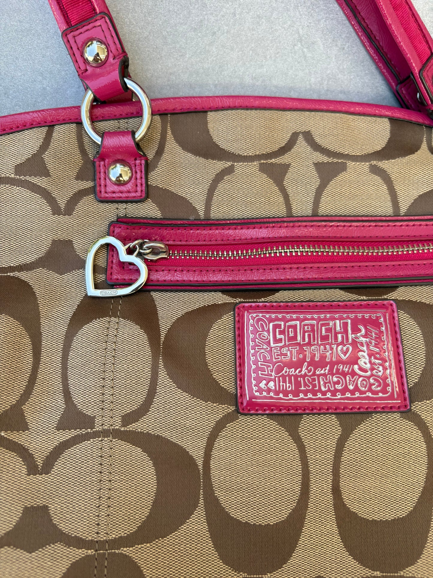 Coach Brown and Pink Tote Bag