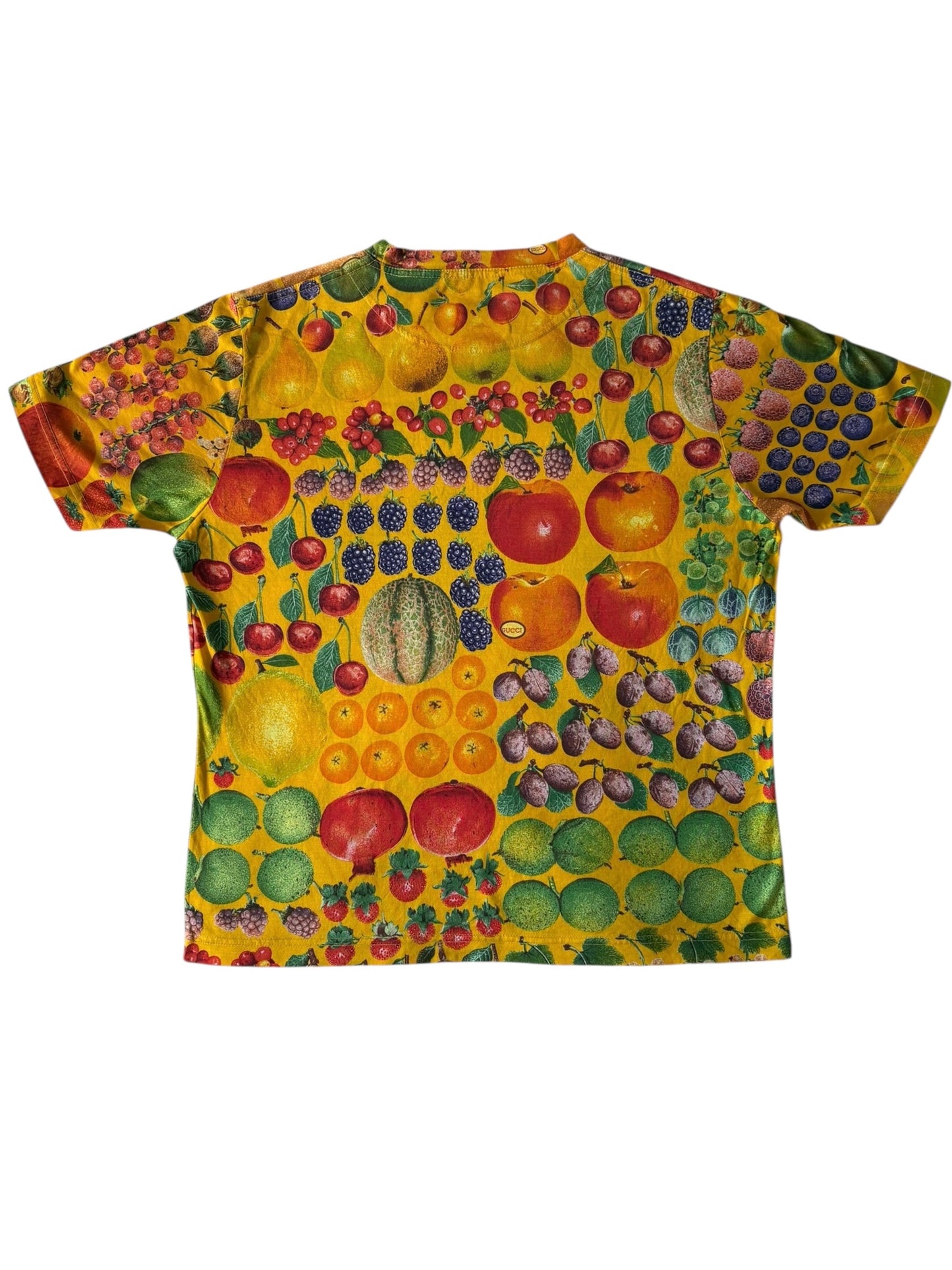 Gucci 1996 by Tom Ford Fruit Print Botanic Green Cotton T-Shirt