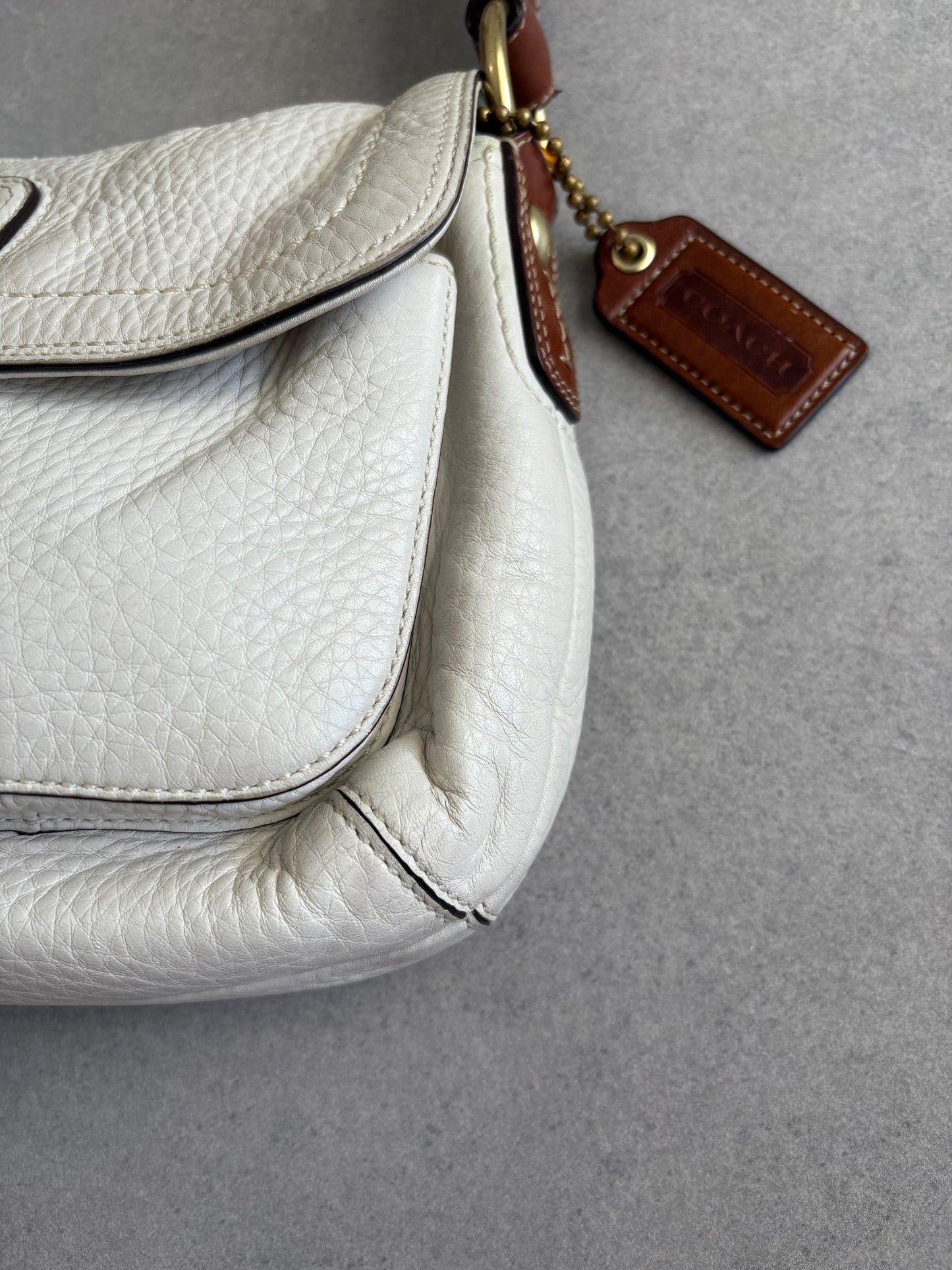 Coach Soho Legacy Cream and Brown Leather Shoulder Bag