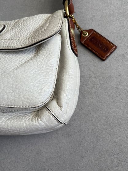 Coach Soho Legacy Cream and Brown Leather Shoulder Bag