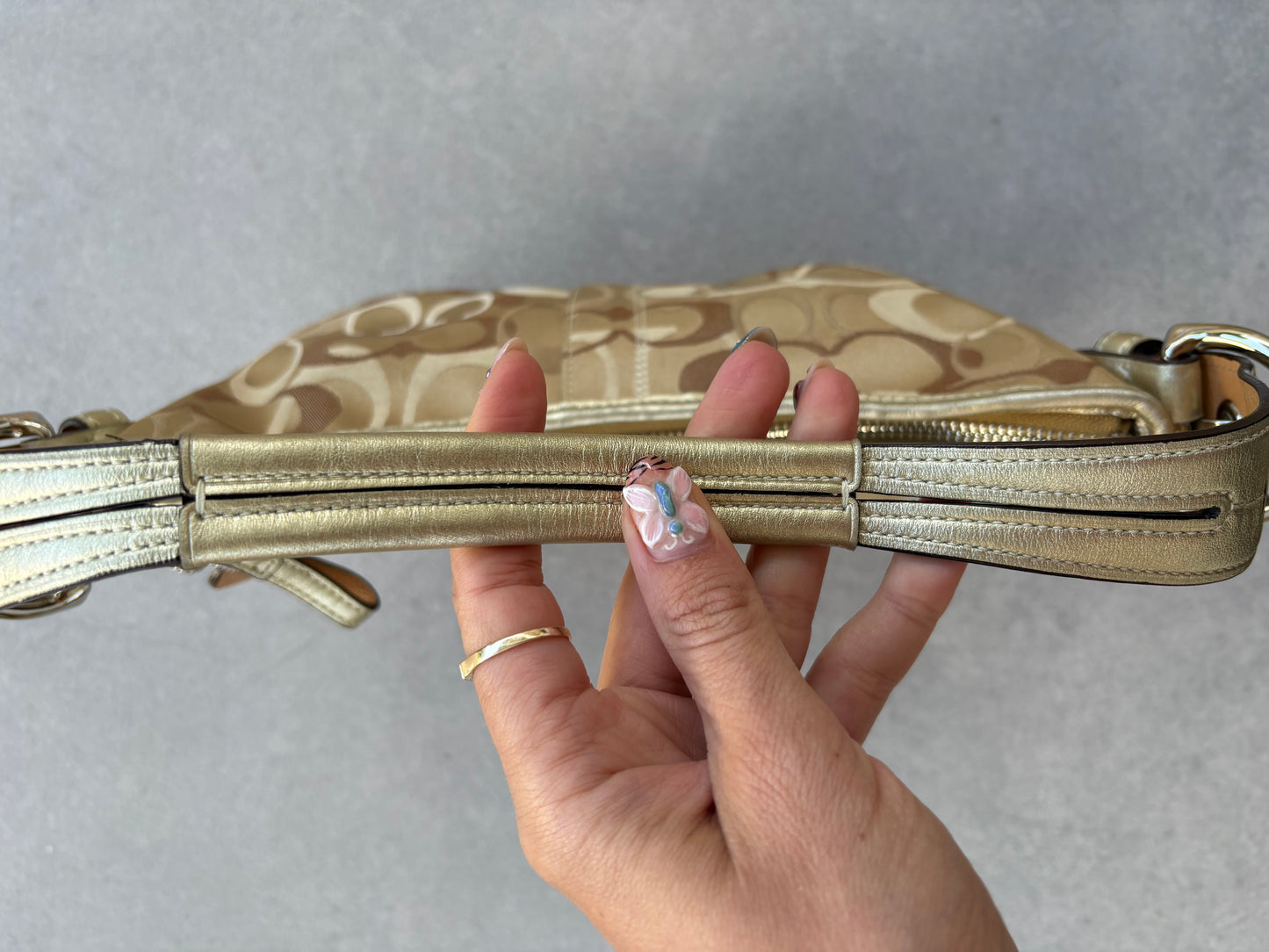 Coach Soho Monogram Bag Brown and Gold