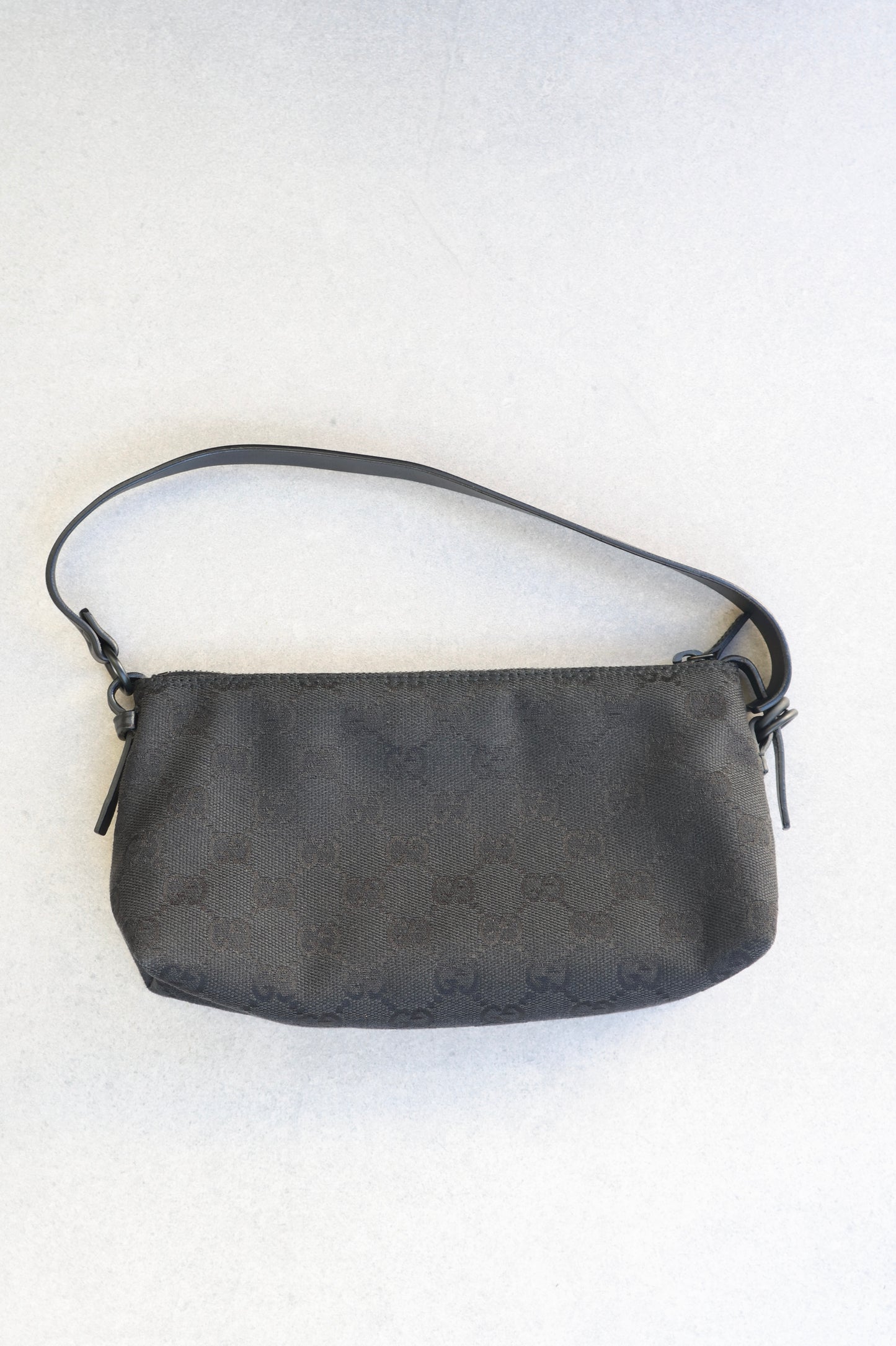 Gucci Black GG Canvas and Leather Pochette