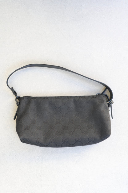 Gucci Black GG Canvas and Leather Pochette