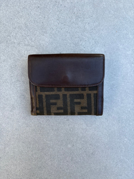Fendi Brown Zucca Canvas and Leather Wallet