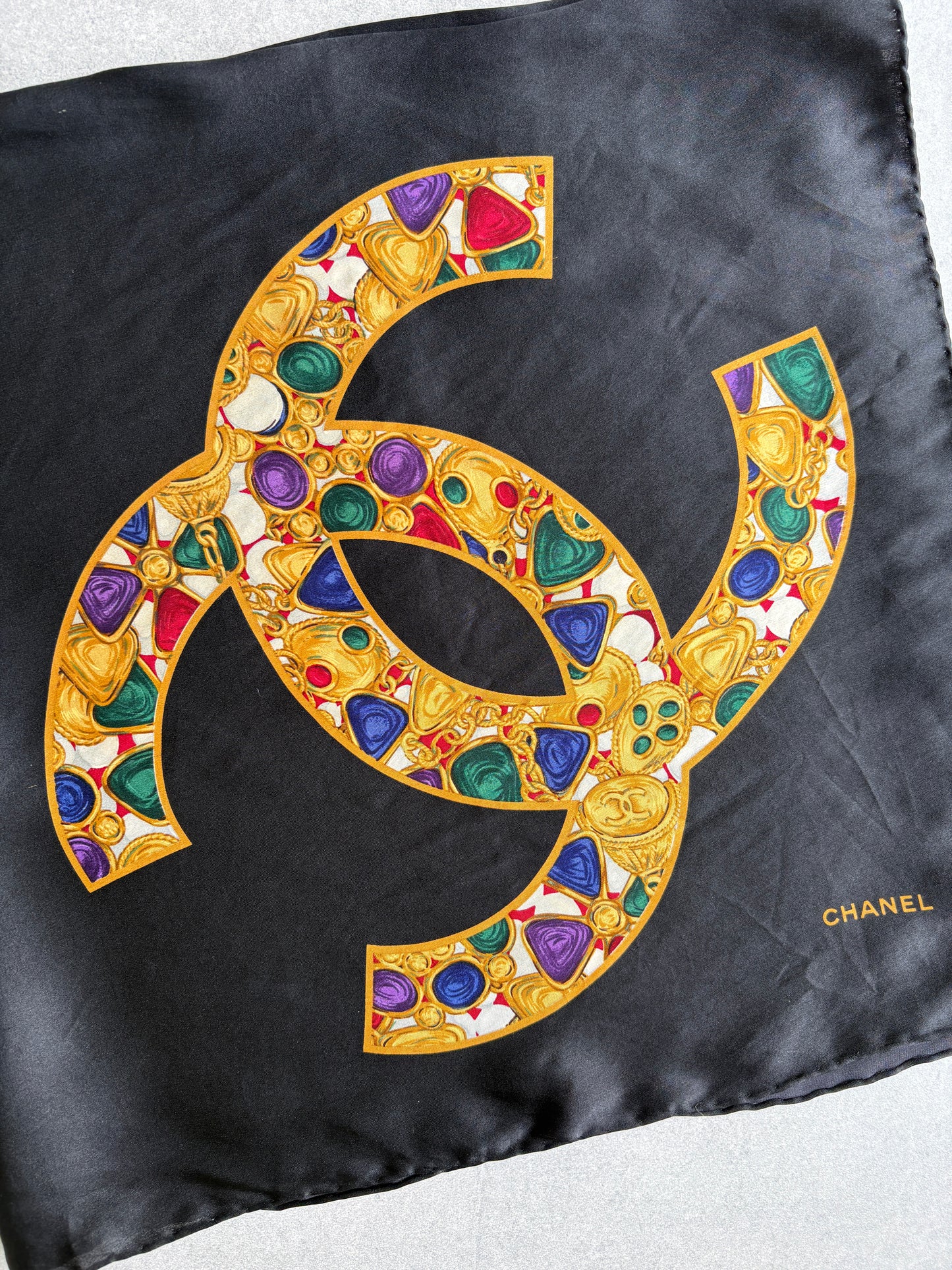 Chanel Silk Scarf with CC Logo