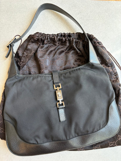 Gucci Black Leather and Material Jackie Bag