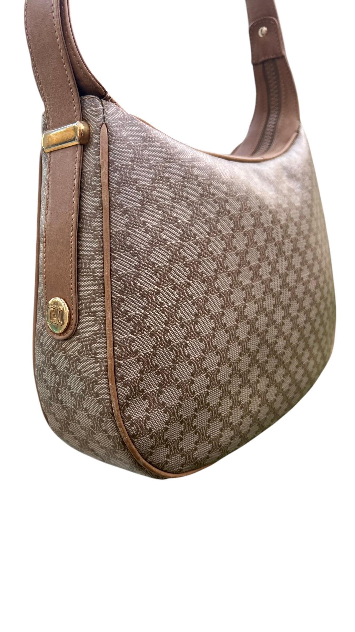 Celine Macadam Triomphe One Shoulder Bag Beige
