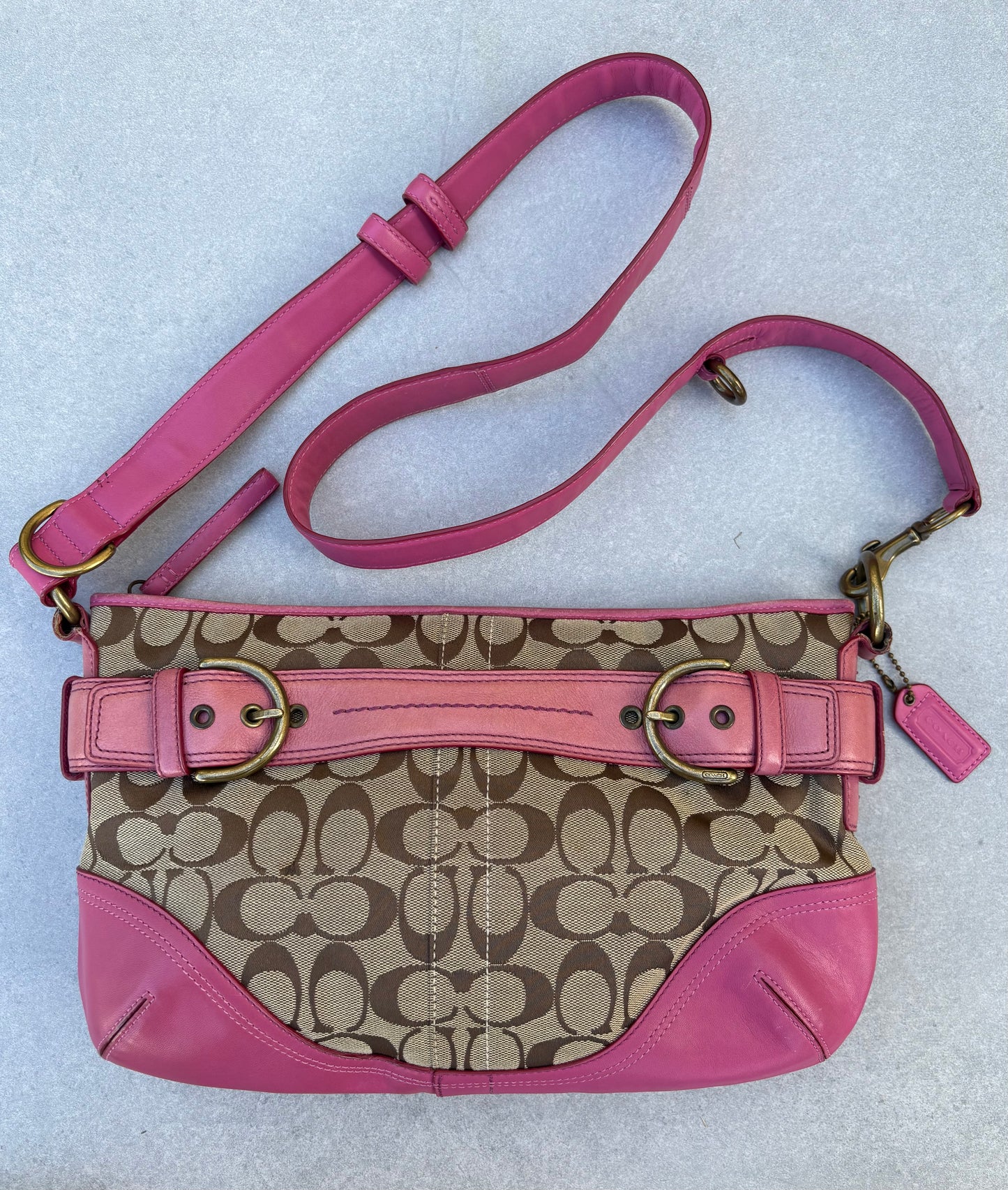 Coach Pink Signature Monogram Bag