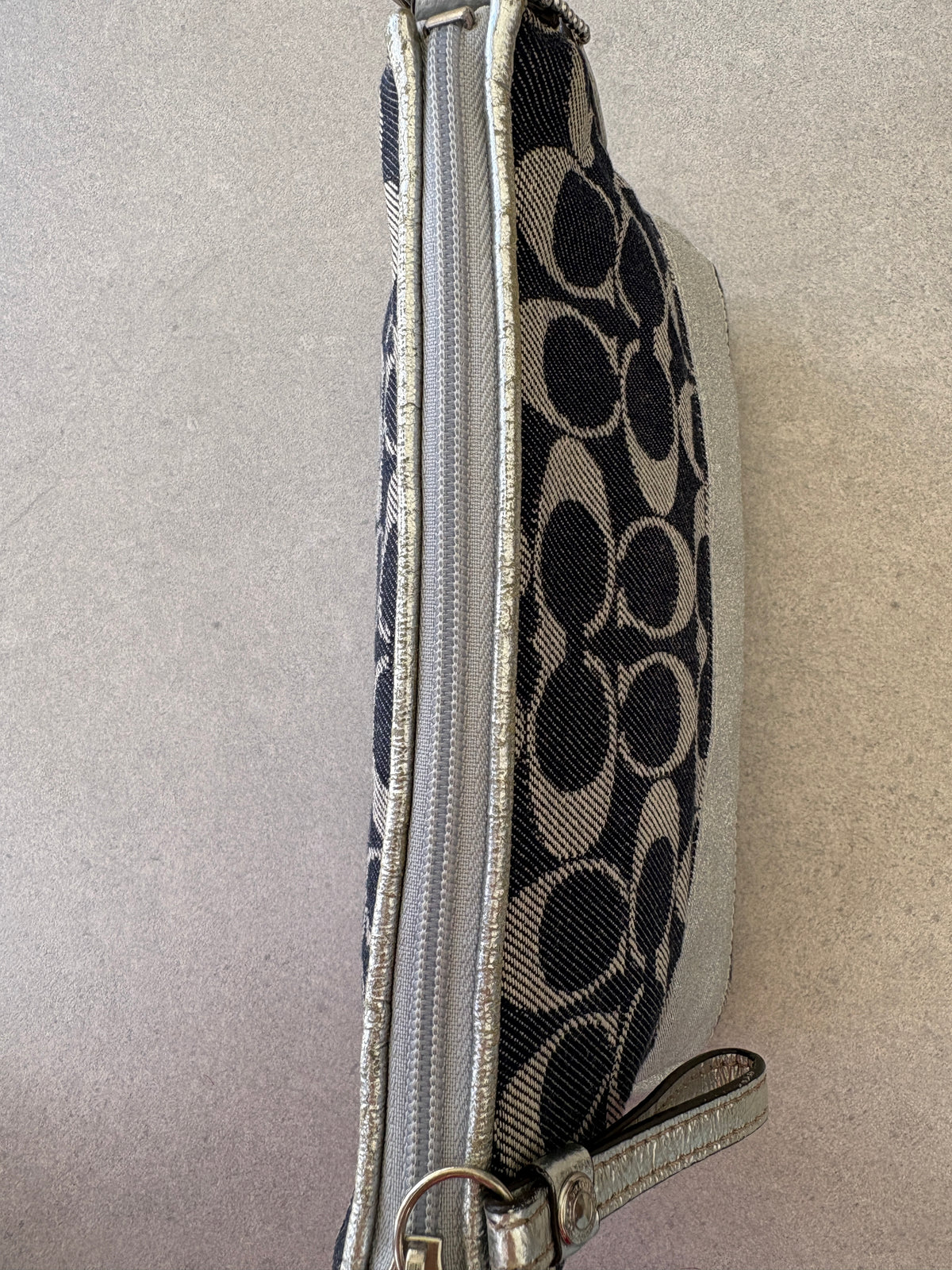 Coach Demi Denim and Silver Pouch