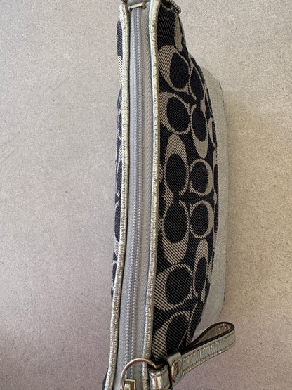 Coach Demi Denim and Silver Pouch