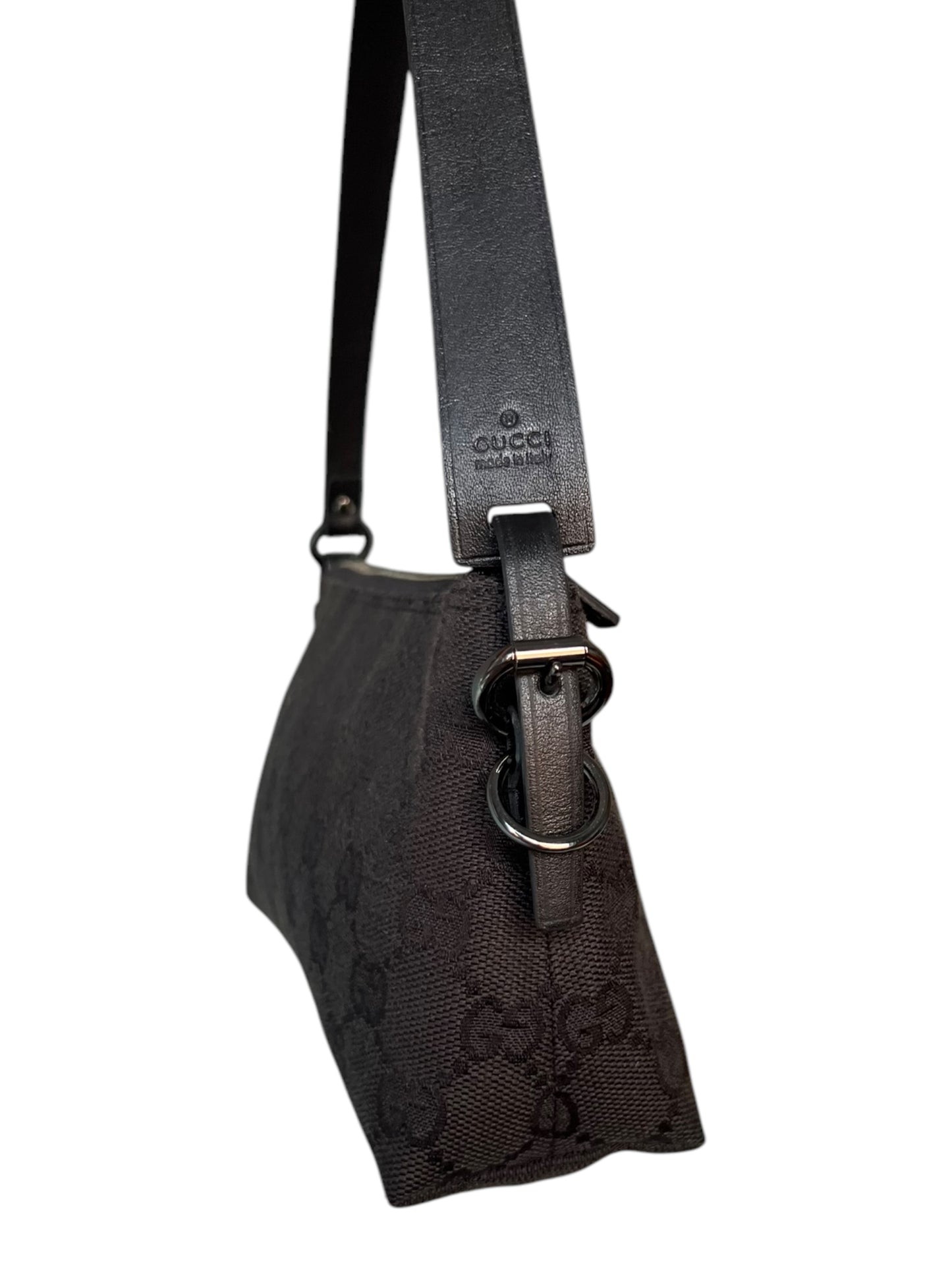 Gucci Black GG Canvas and Leather Pochette