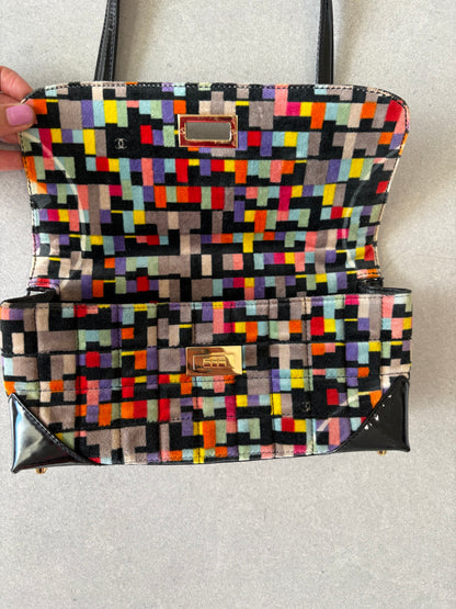 Chanel Shoulder Bag No. 6 Flap Velvet Multicolor Black