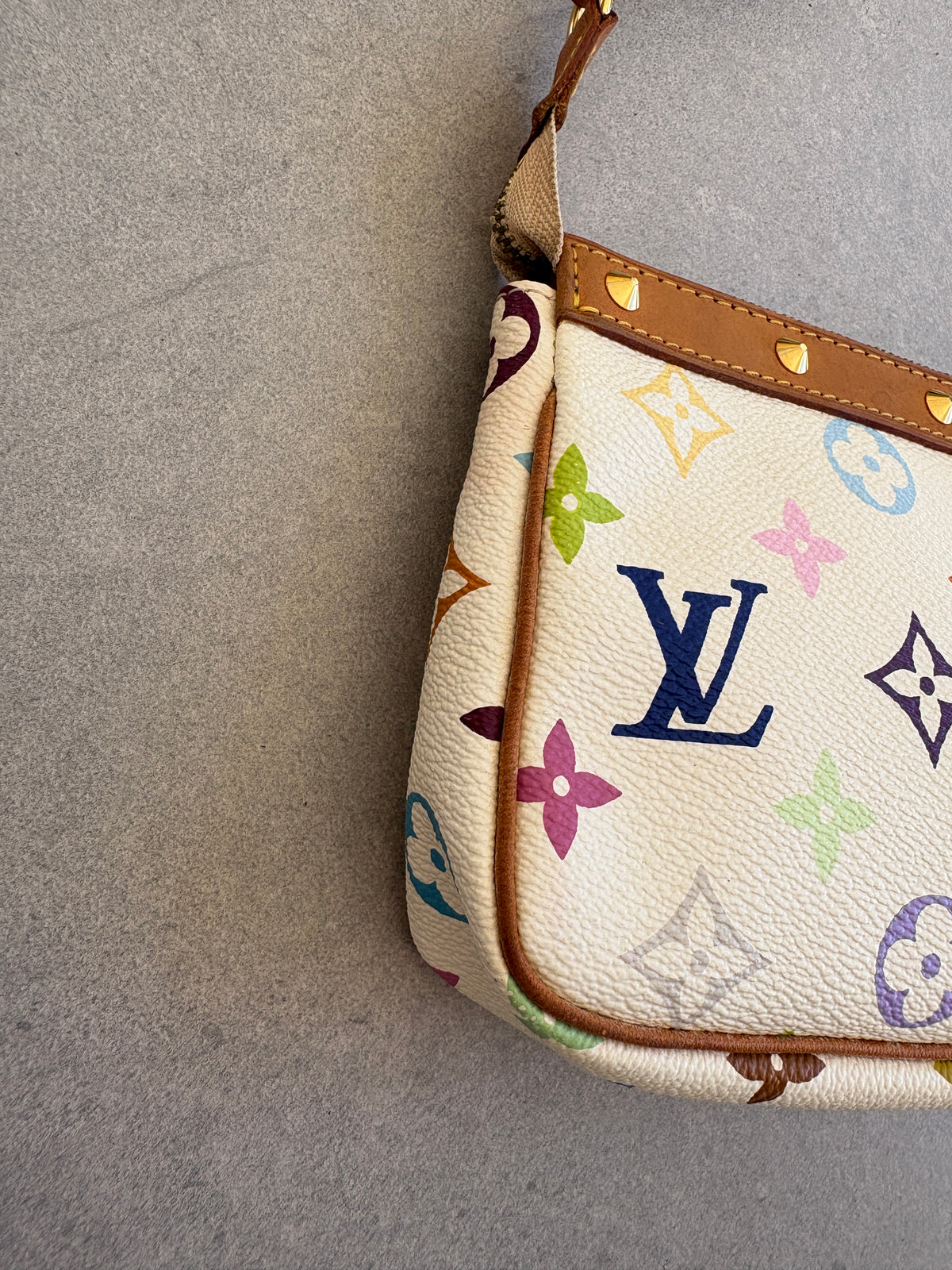 Louis Vuitton x Takashi Murakami White Multicolour Pochette Accessoires 2000s