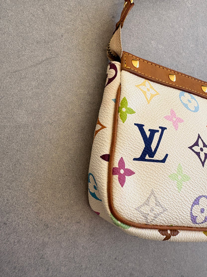 Louis Vuitton x Takashi Murakami White Multicolour Pochette Accessoires 2000s