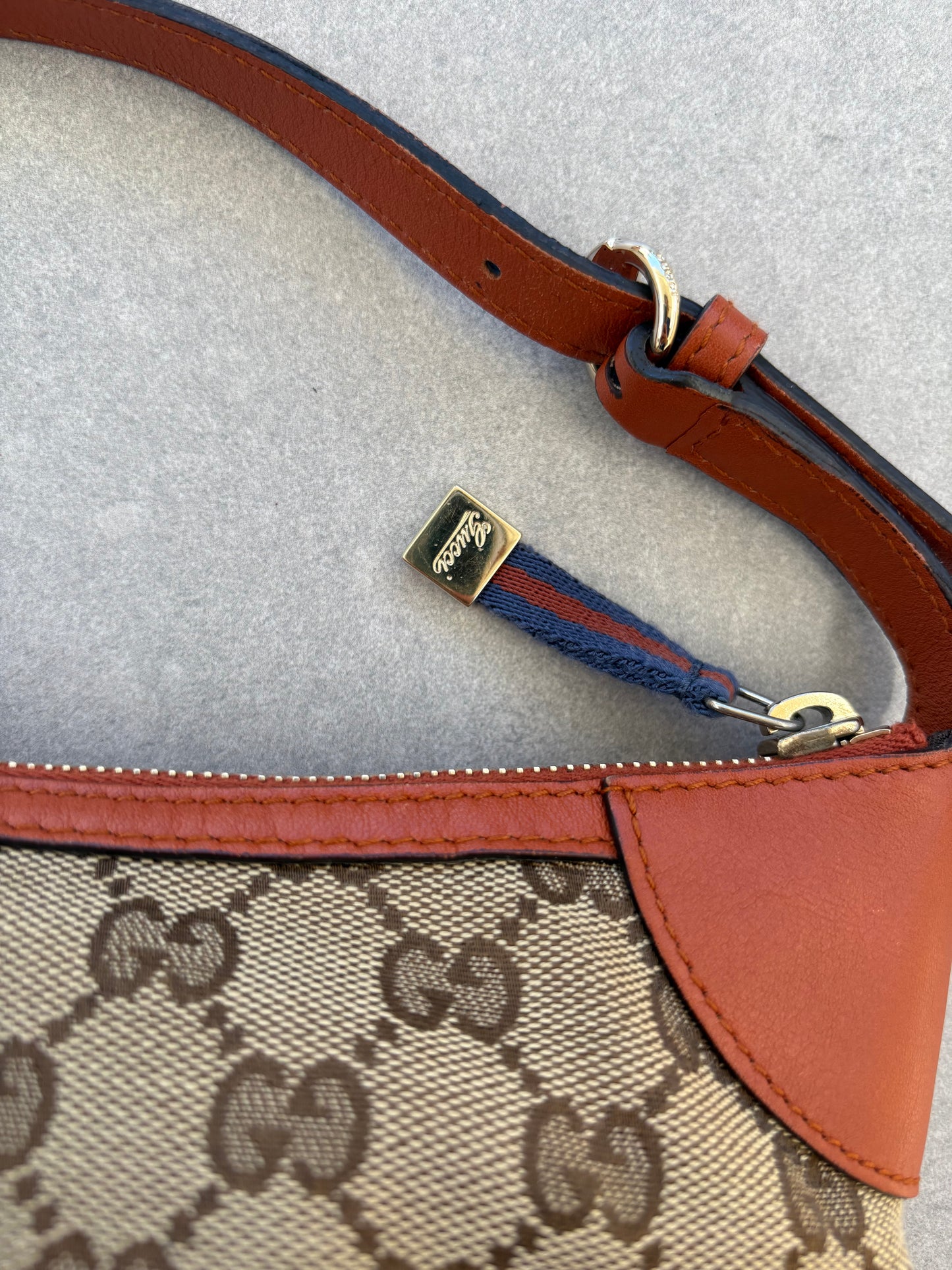 Gucci GG Canvas Pochette with Orange Trim