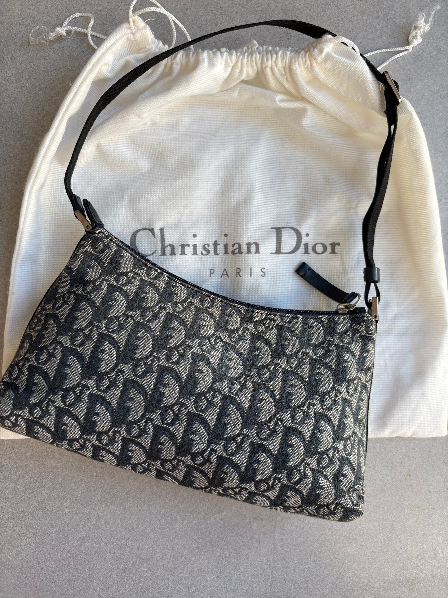 Christian Dior 2000s Blue Trotter Monogram Shoulder Bag