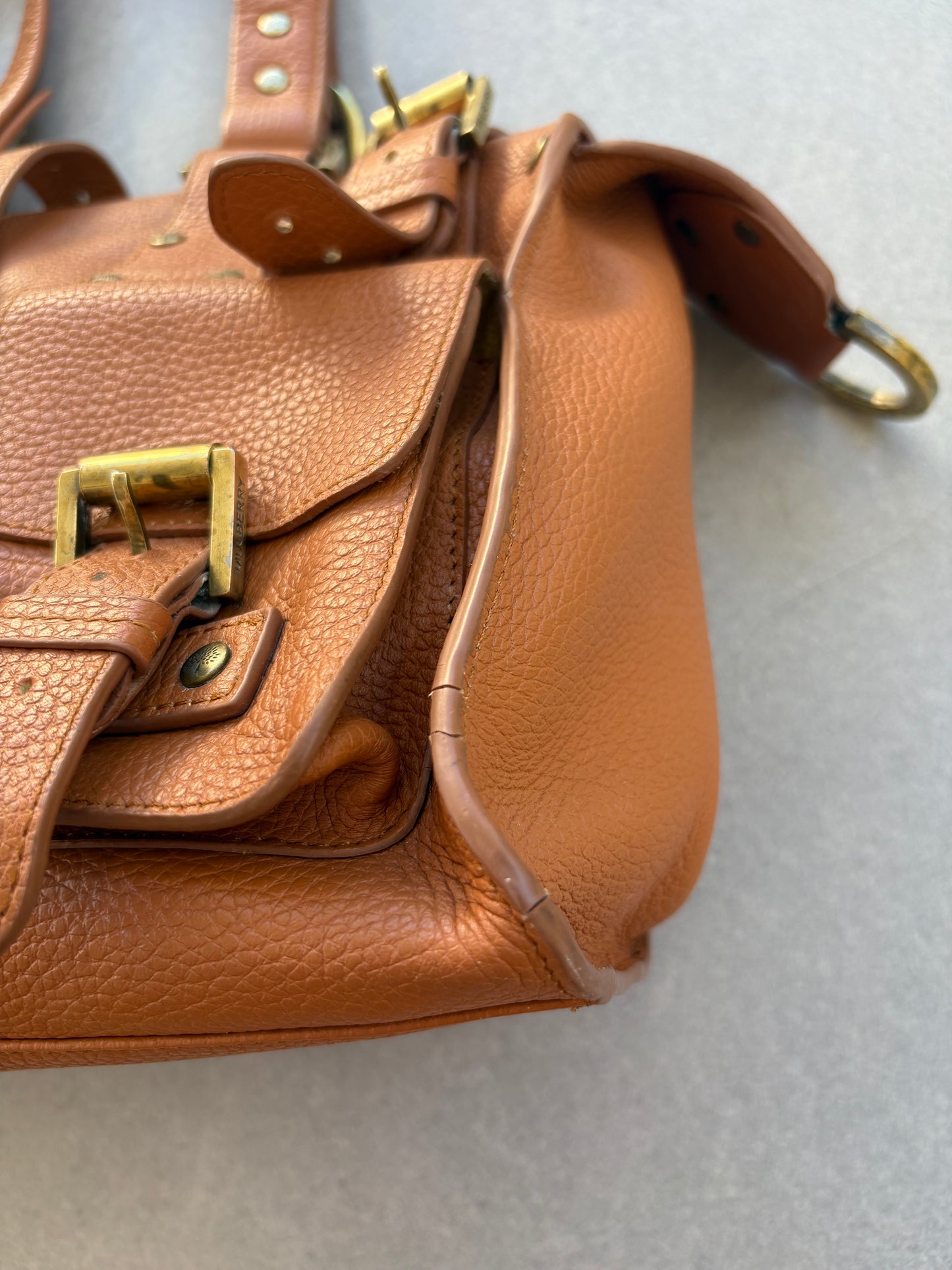Mulberry Roxanne Tan Grained Leather Satchel Bag