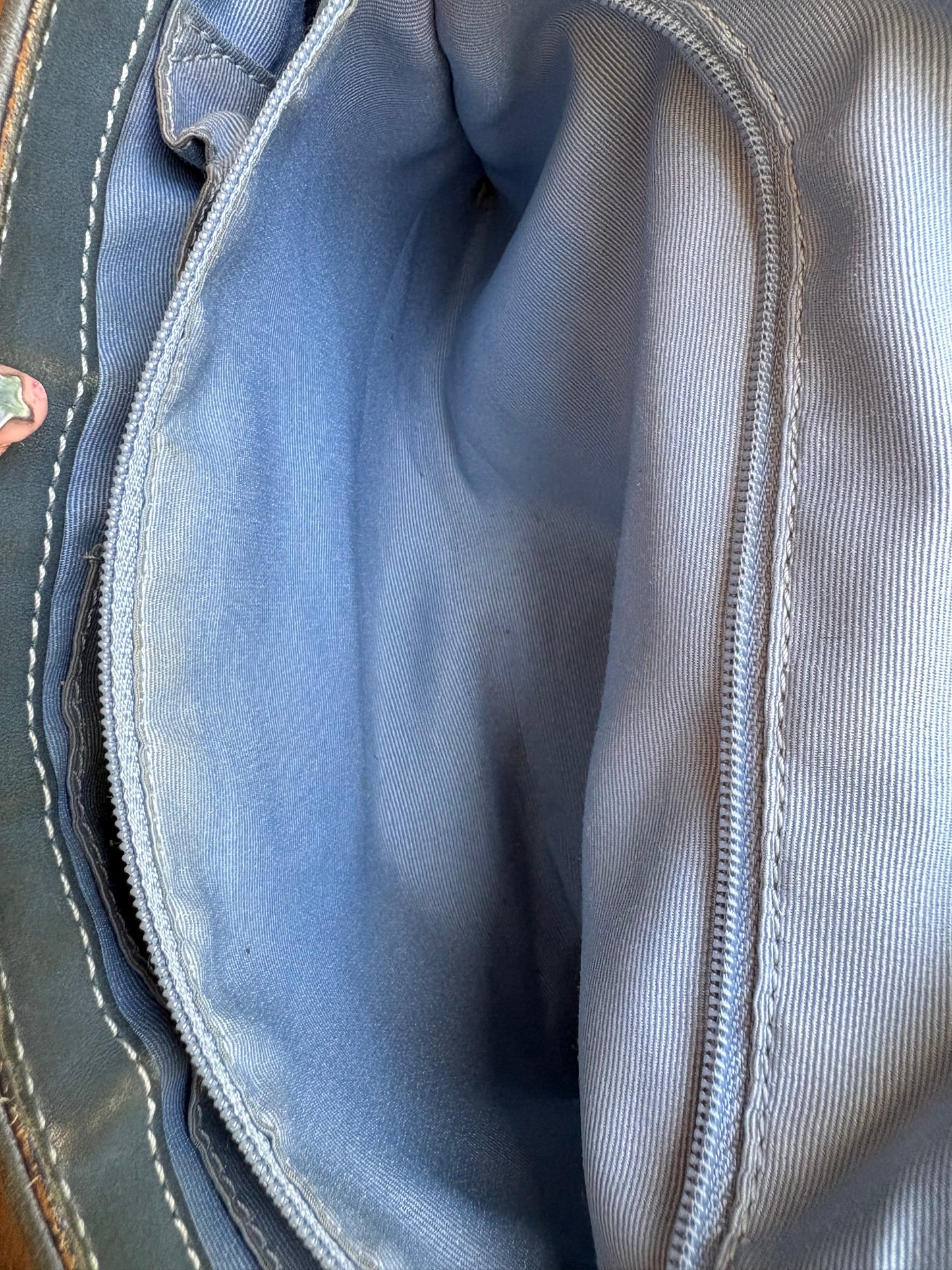 Coach Blue Suede and Canvas Optic Monogram Shoulder Bag