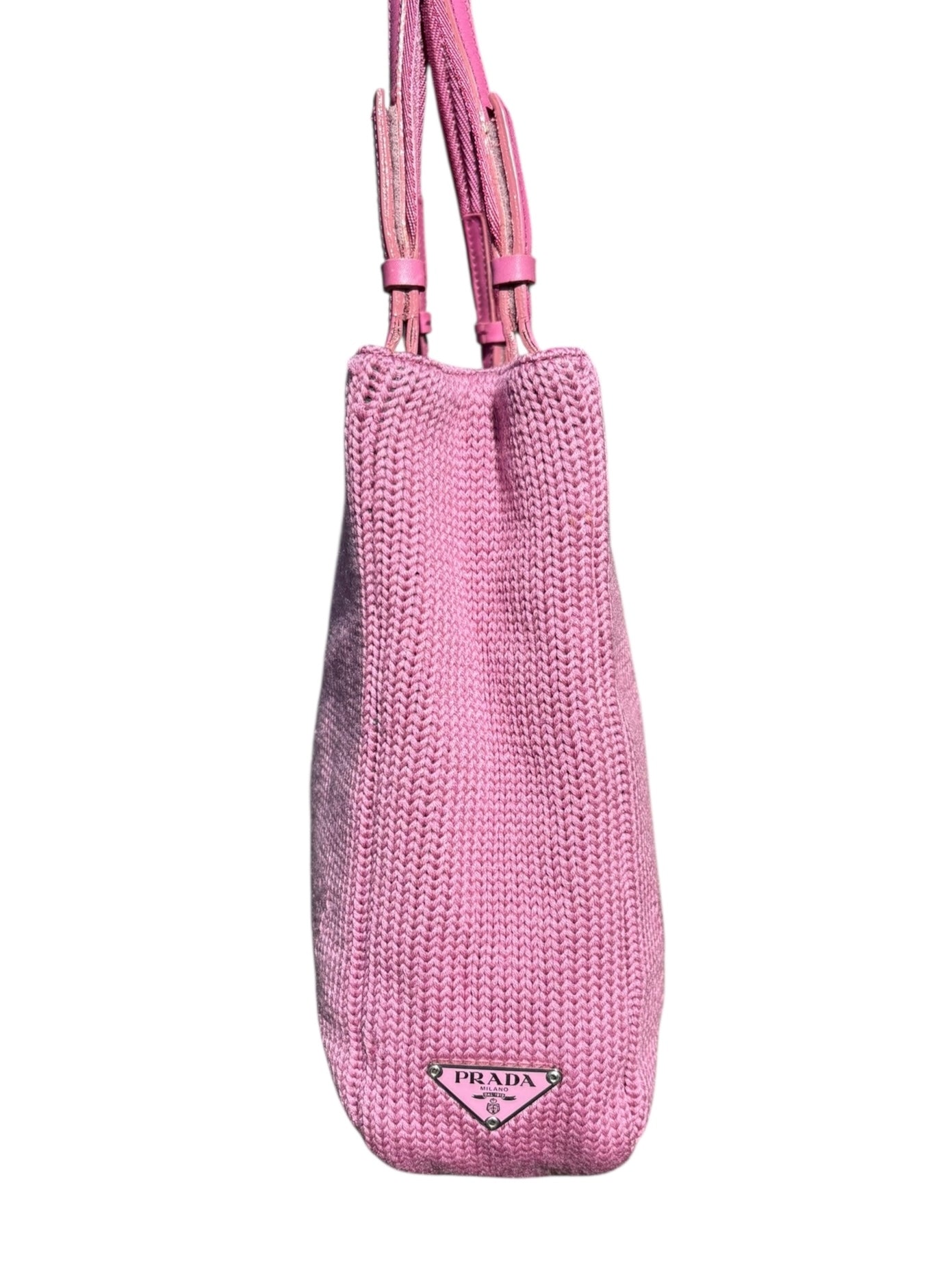 Prada Knit Shoulder Tote Bag Pink