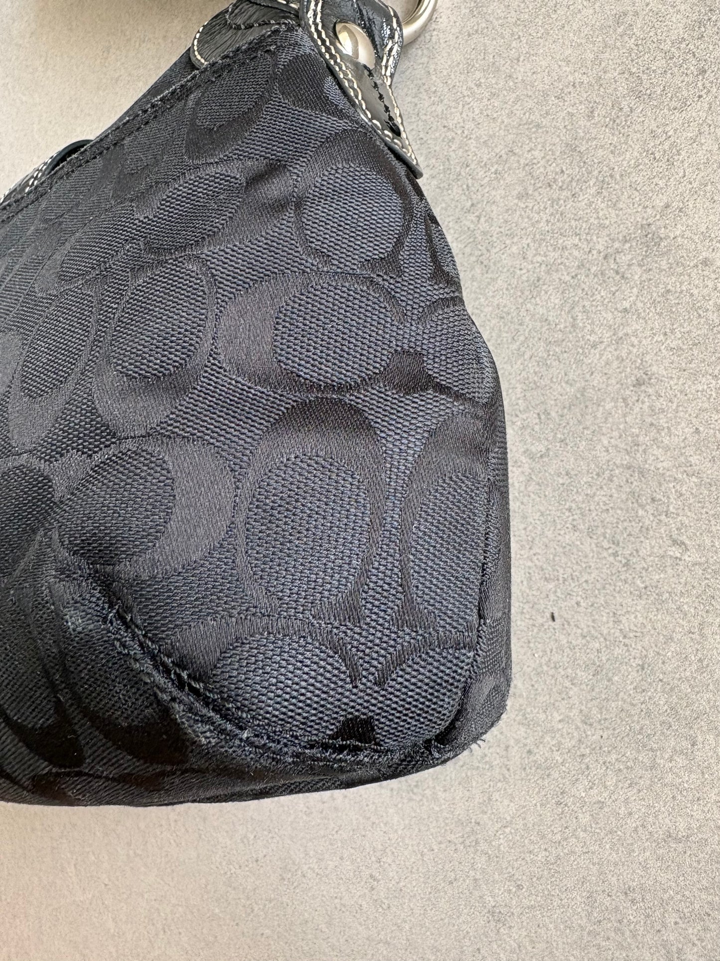 Coach Soho Black Monogram Shoulder Bag