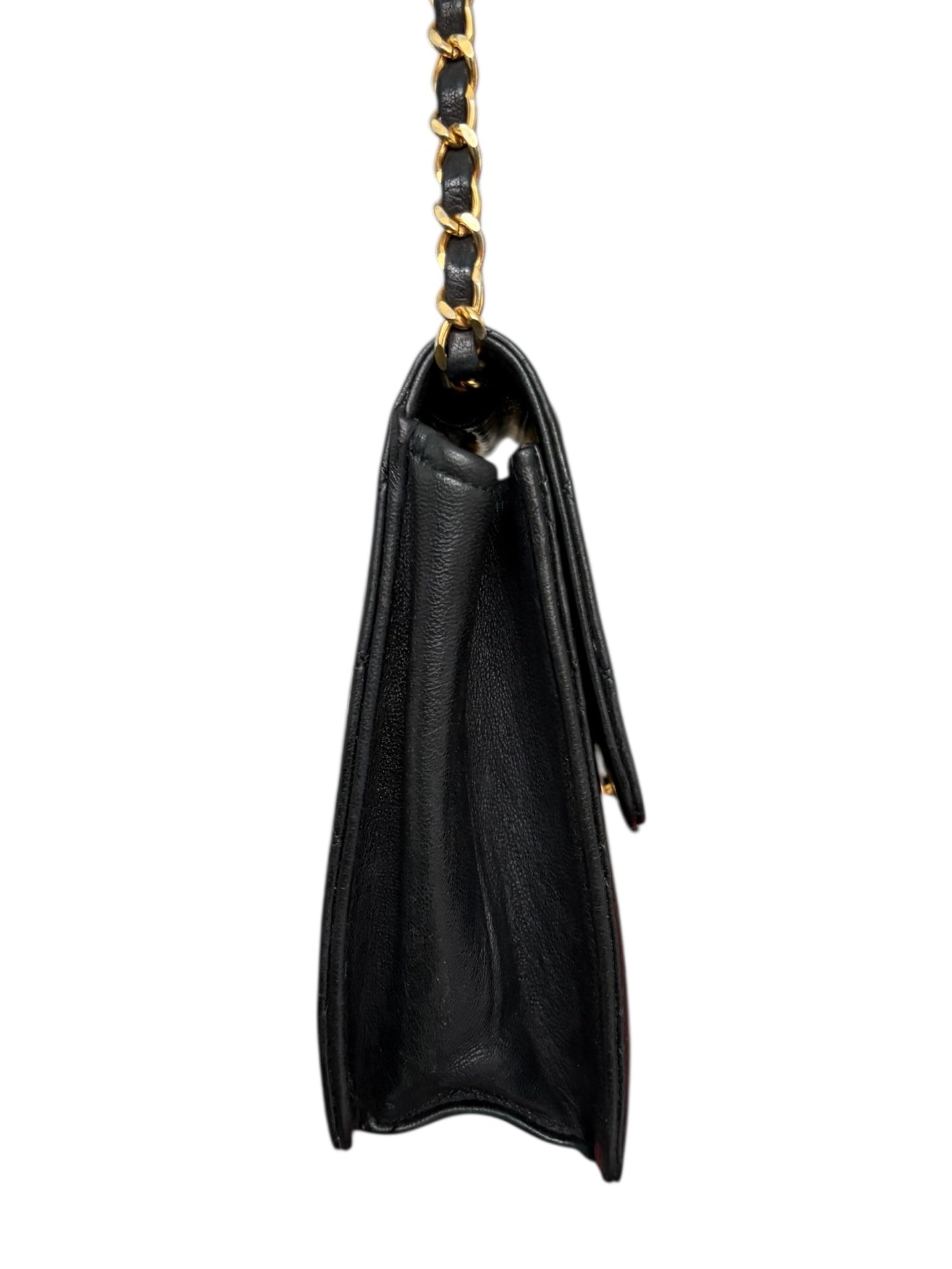 Chanel Classic Vintage Flap Black Lambskin Leather Shoulder Bag