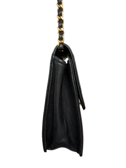 Chanel Classic Vintage Flap Black Lambskin Leather Shoulder Bag
