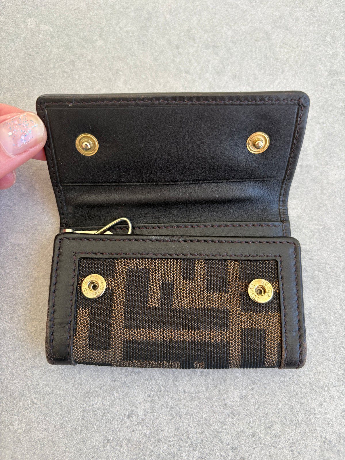 Fendi Zucca Canvas and Leather Key Holder