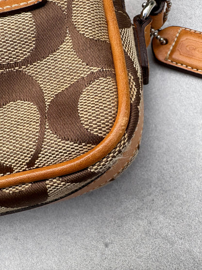 Coach Brown Canvas Signature Crossbody Bag