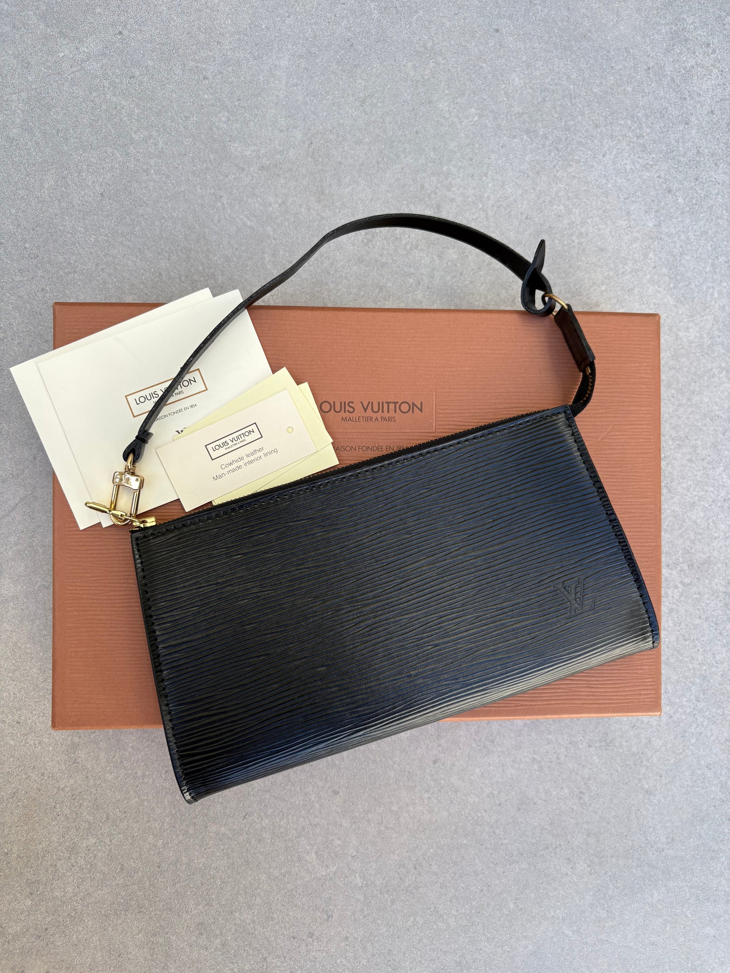 Louis Vuitton Black Epi Leather Pochette Accessoires