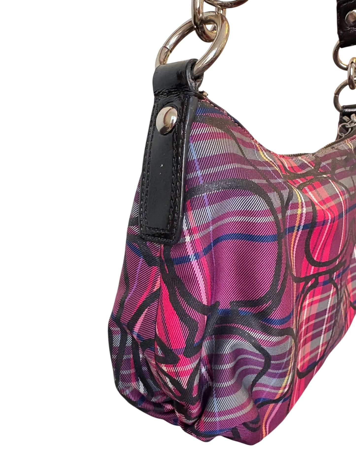Coach Poppy Berry Tartan Plaid Shoulder Bag Two Way