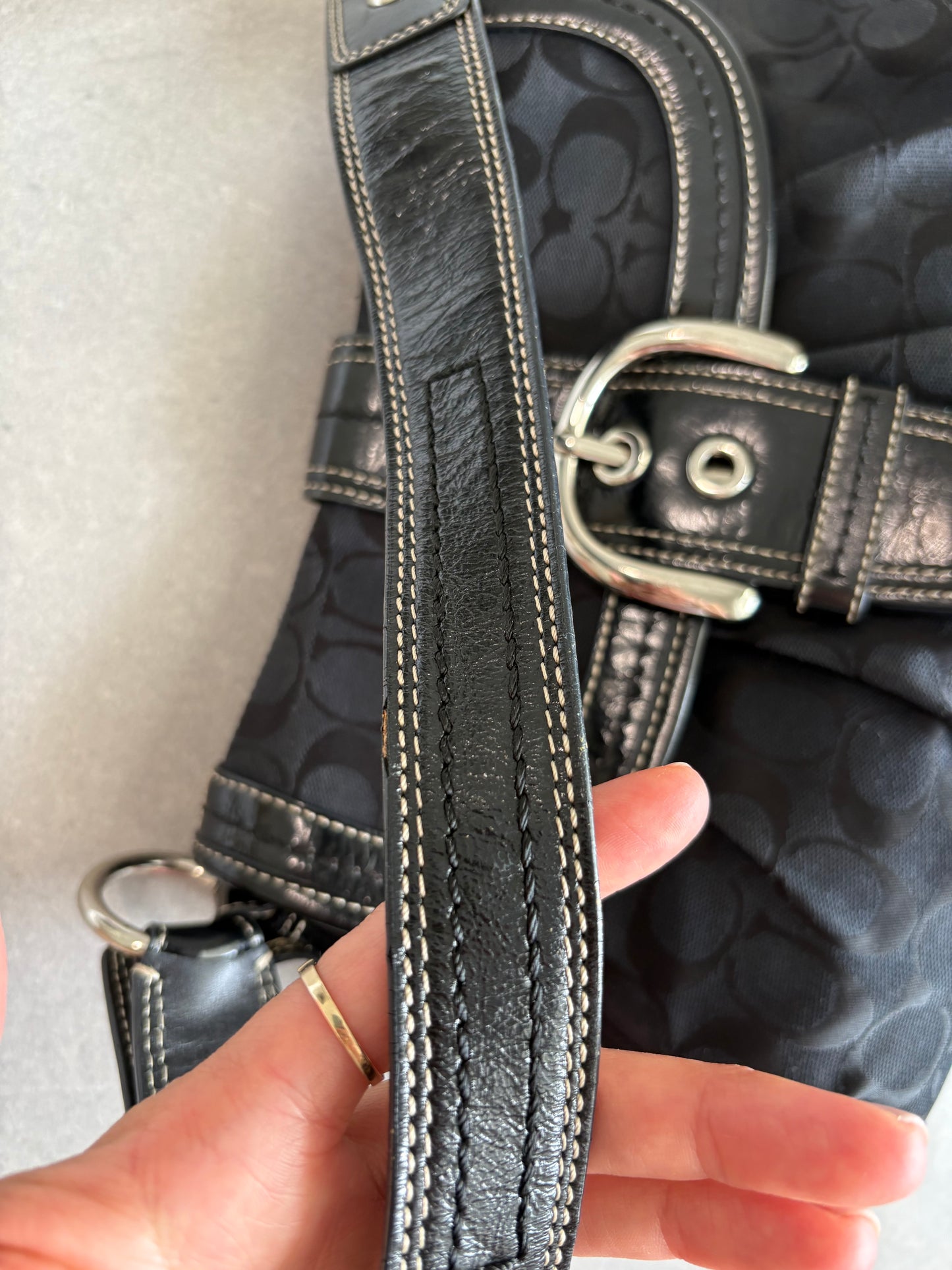 Coach Soho Black Monogram Shoulder Bag