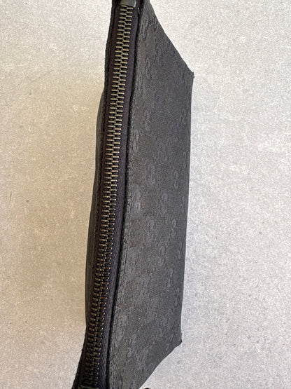 Gucci Black GG Canvas and Leather Pochette