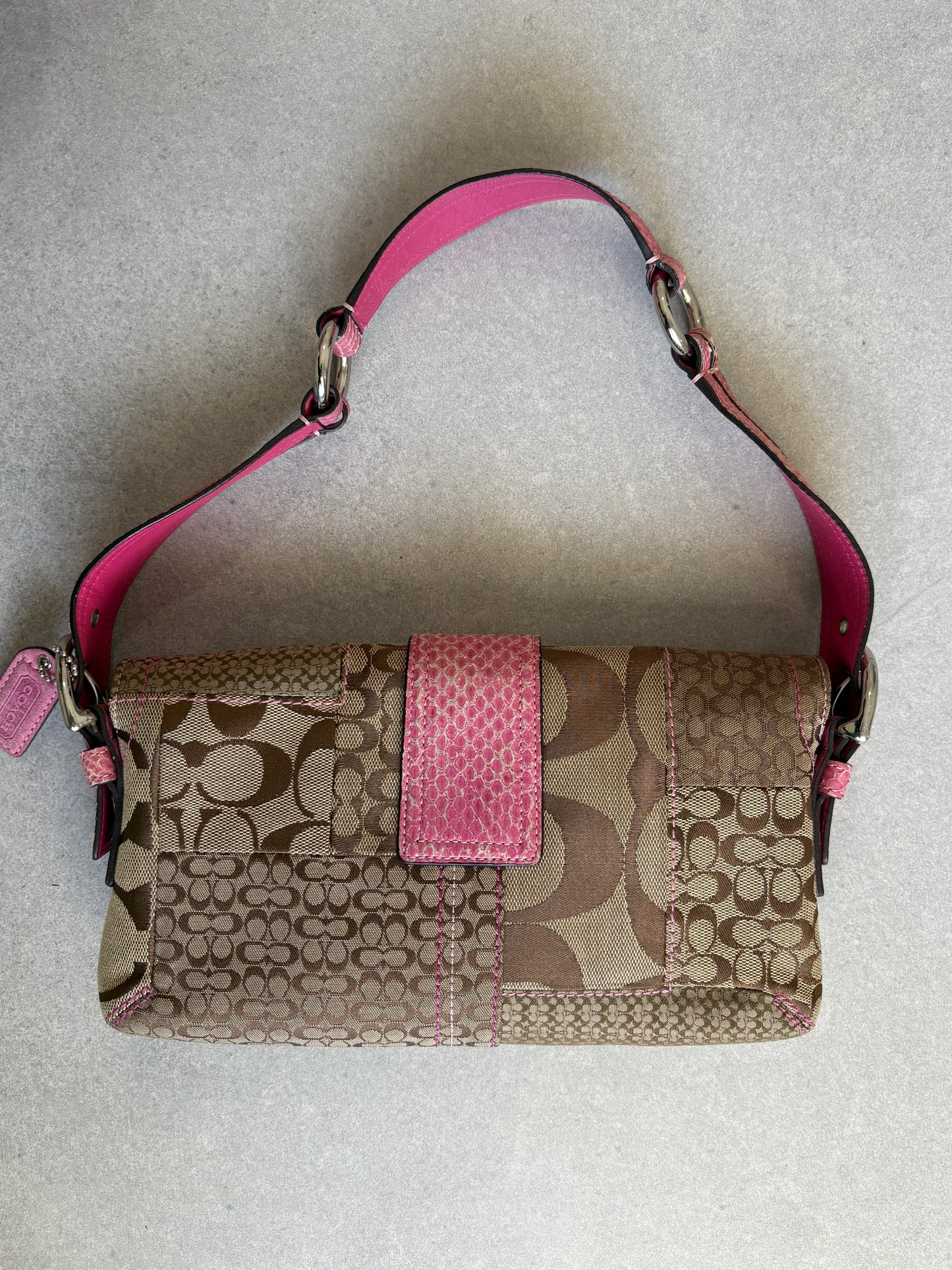 Coach Exotics Soho Patchwork with Pink Snakeskin Shoulder Bag