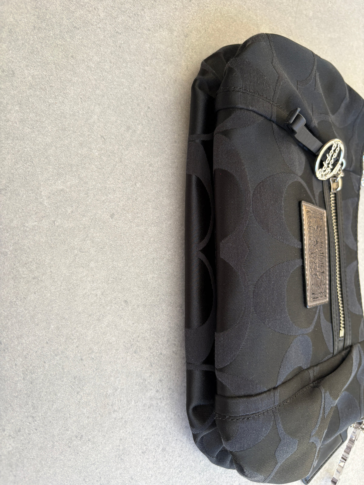 Coach Poppy Black Monogram Shoulder Bag