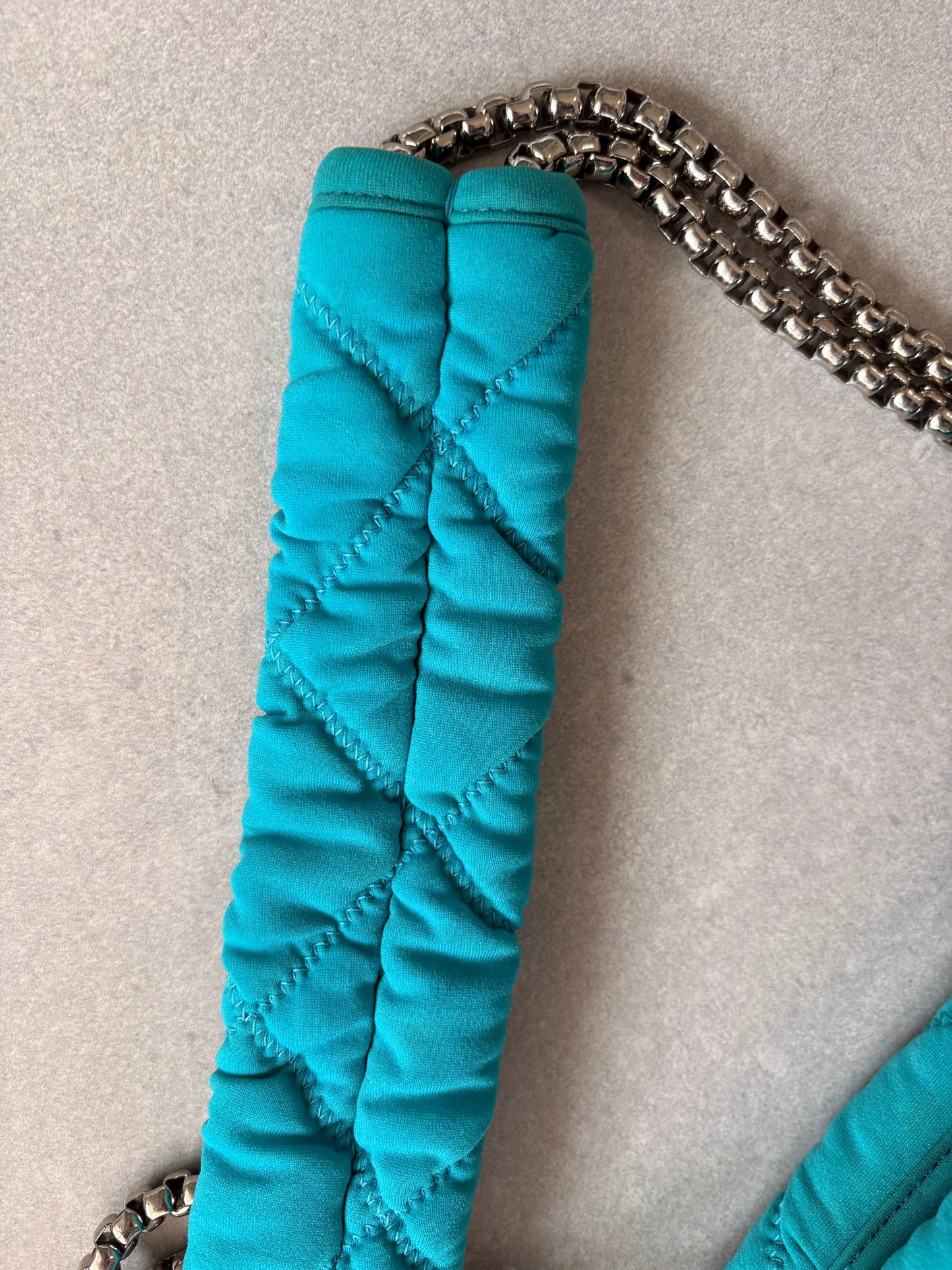 Chanel Turquoise Quilted Bubble Chain Bag
