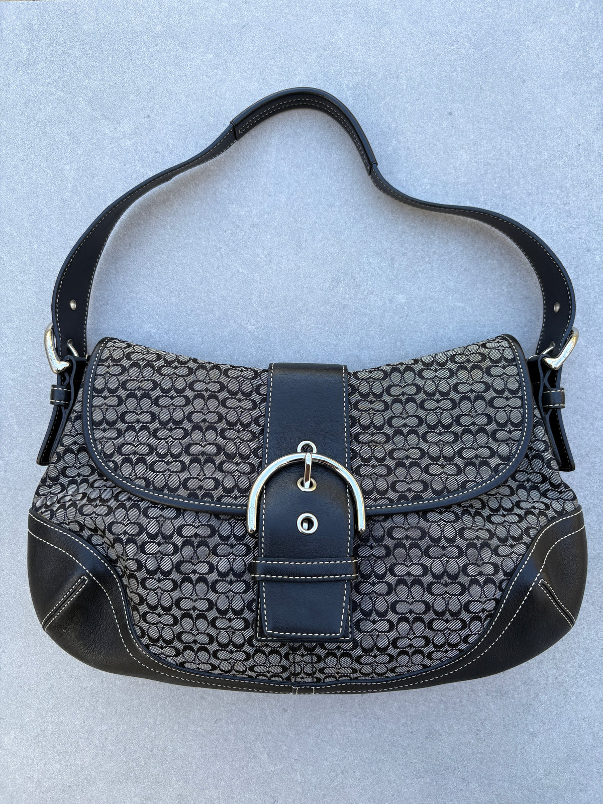 Coach Soho Black Monogram Shoulder Bag