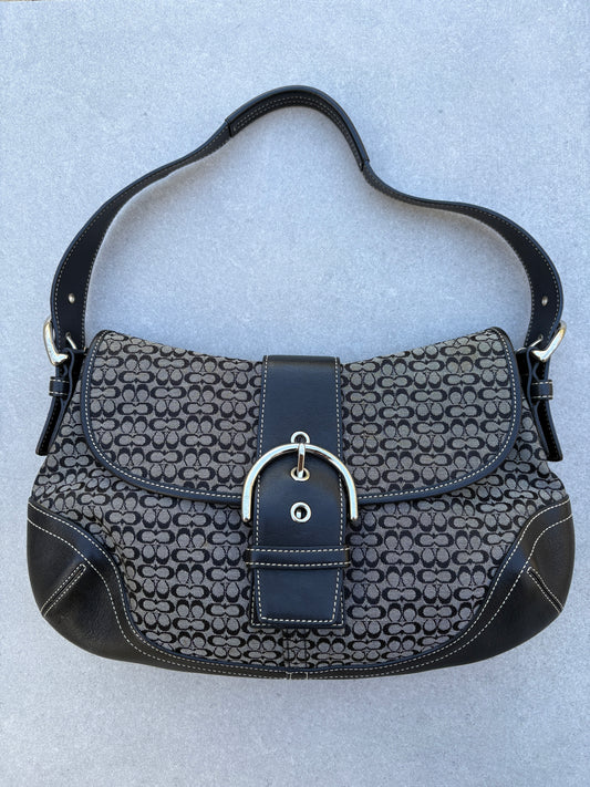 Coach Soho Black Monogram Shoulder Bag