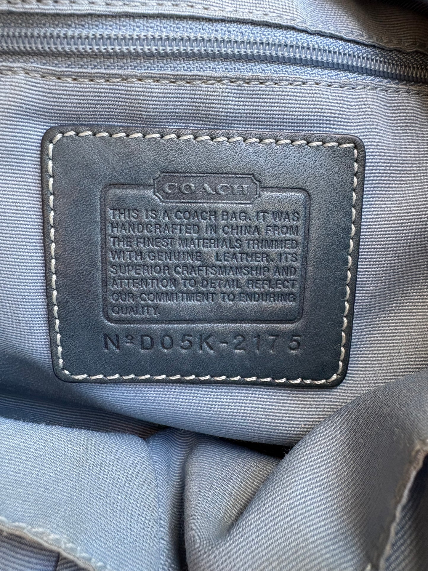 Coach Blue Suede and Canvas Optic Monogram Shoulder Bag